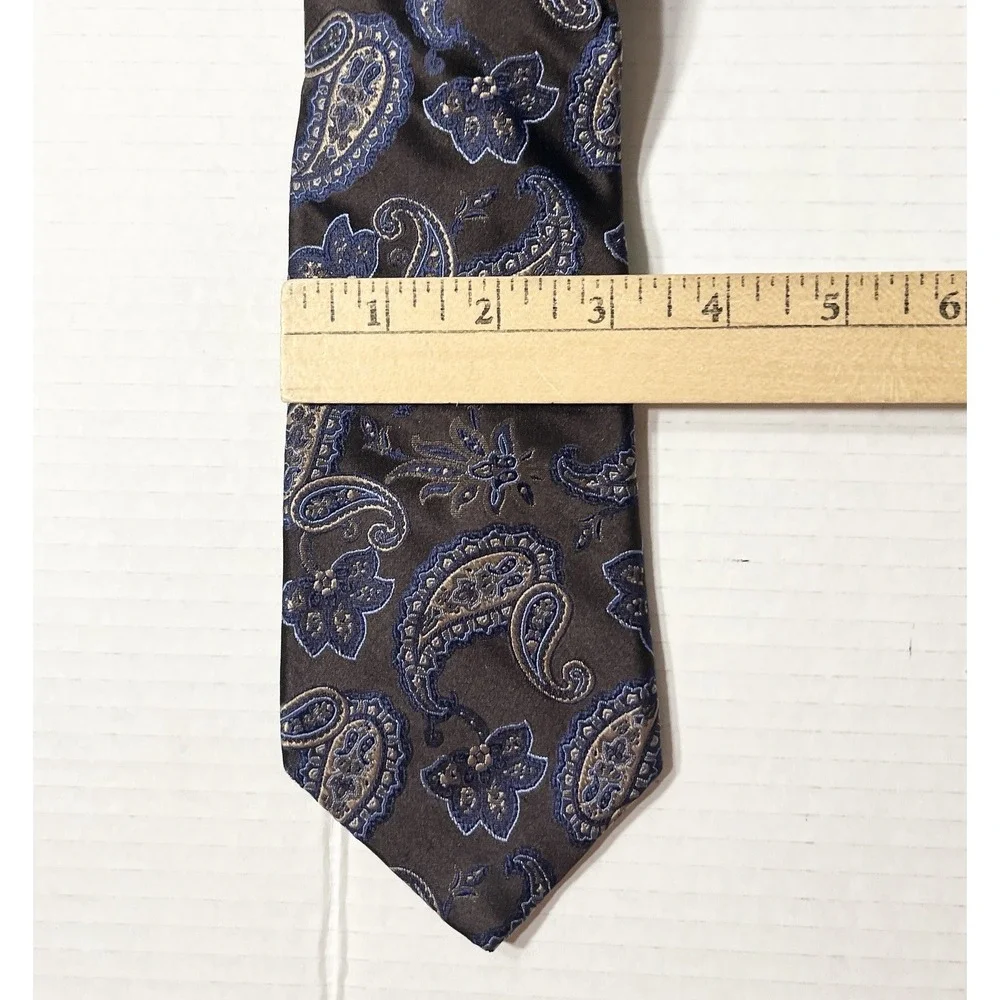 Vintage Dion Signature Necktie Men's OS‎ Brown Blue Paisley 80s Academia Office